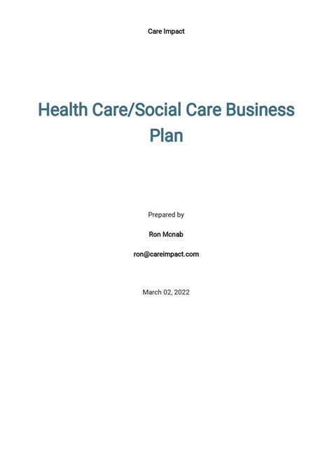 Health Care Social Care Business Plan Template