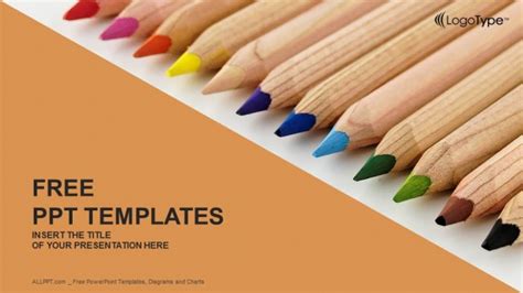 Colorful Wooden Pencils Powerpoint Templates