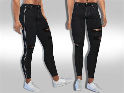 The Sims Resource Male Sims Black Ripped Line Jeans