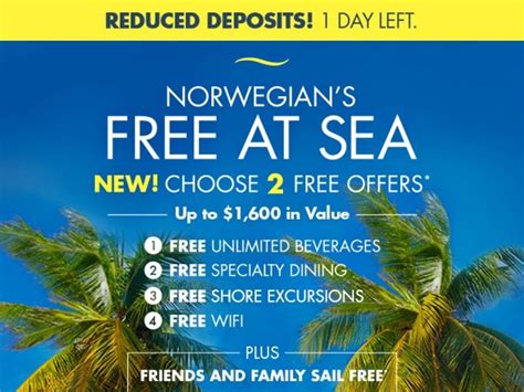 Welcome to norwegian cruise line's official facebook community. You Have 1 Day Left To Get TWO Norwegian Cruise Line Offers