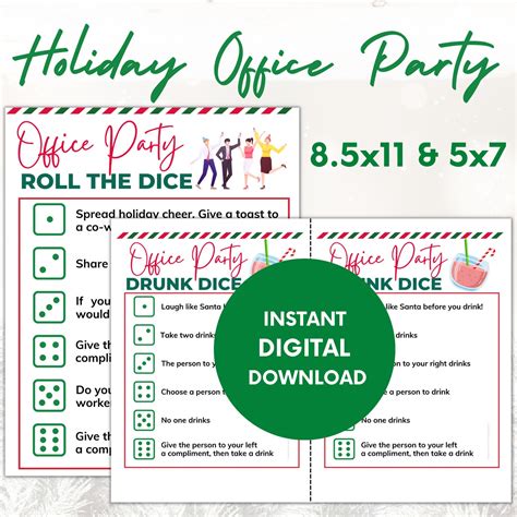 Holiday Office Party Game Roll The Dice Game Printable Party Game