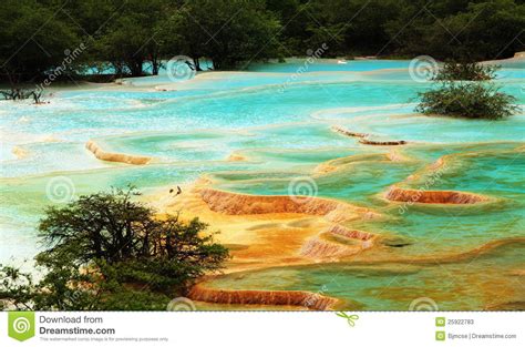 Huanglong Five Color Pond Stock Image Image Of Cloud 25922783