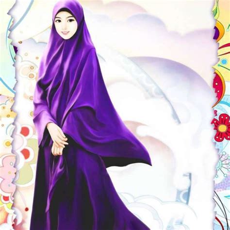 Gambar Kartun Muslimah Ungu - golek gambar