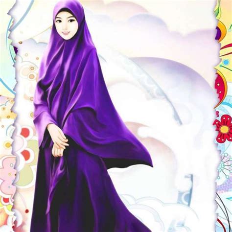 Gambar Kartun Muslimah Ungu Golek Gambar