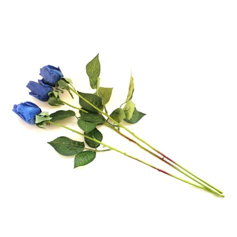 1 Long Stem Gorgeous Real Touch Royal Or Navy Blue Rose Bud Artificial