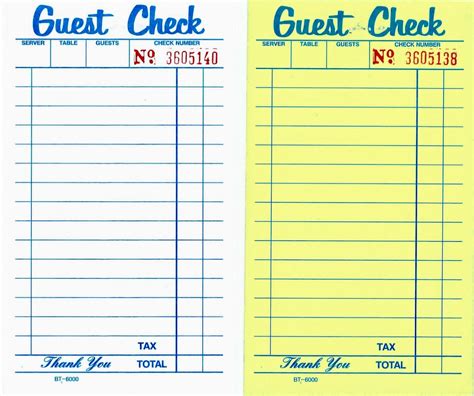 Guest Check Printable