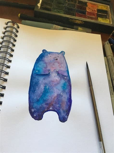 Galaxy Bear Print Art Spiritual Bear Print From Original Etsy