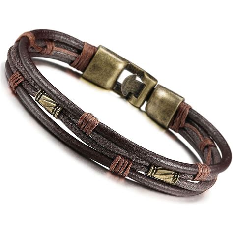 men leather bracelet wrist band brown rope bracelet bangle mens leather bracelet genuine