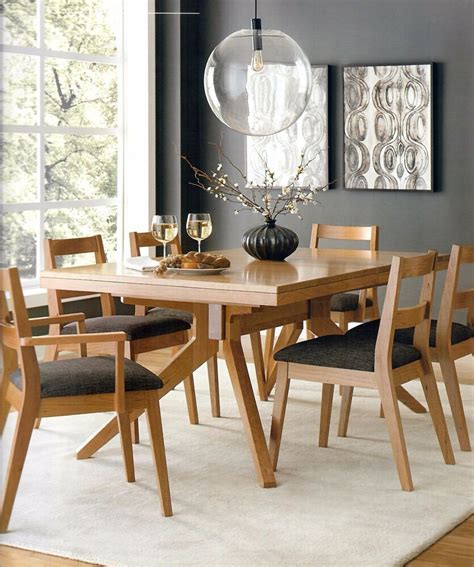 An oval dining table offers a seating arrangement similar to that of rectangular pieces, while a circular dining table sets the scene for intimate yet casual gatherings. Amish Modern Mid-Century Trestle Dining Table Set 7-Pc ...