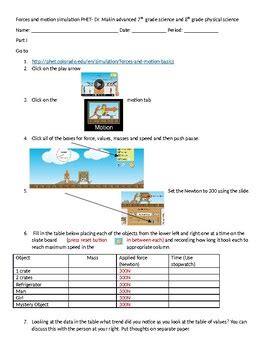 Forces and motion basics force motion friction. Forces and Motion Simulation Lab -PHET by Doctor Makin | TpT