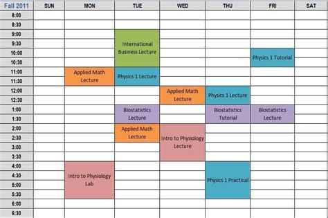 89 Creating Student Class Schedule Template For Ms Word For Student