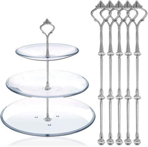 Akord 5 X Sets Of 3 Tier Cake Stands Silver Metal Plates Not Included