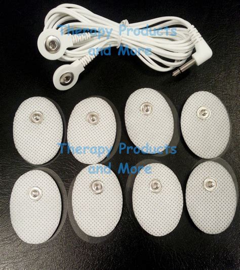Electrode Lead Cable 35mm Plug 8 Oval Massage Pads For Tens Ifc Ems Estim