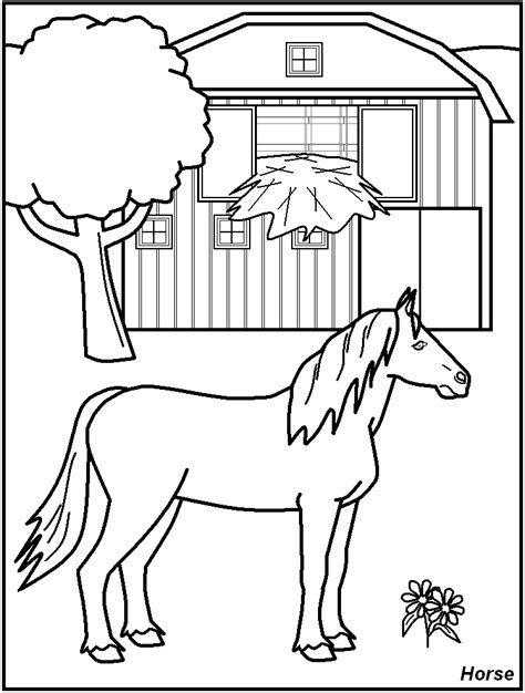Horse And Barn Farm Animal Coloring Page Coloringrocks