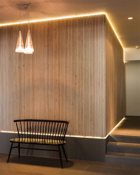 Timber Feature Wall With Led Lights In This London Private Residence 💭