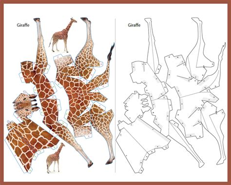 GIRAFFE 3D Papercraft 3d Origami Giraffe Print PDF Papercraft