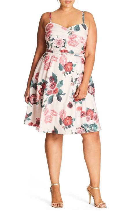 City Chic Floral Print Fit And Flare Dress Plus Size Nordstrom