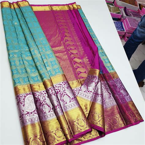 Kanchipuram Pure Silk Saree Full Tissue Silk Saree Bridal Collection Koravai Design Honey