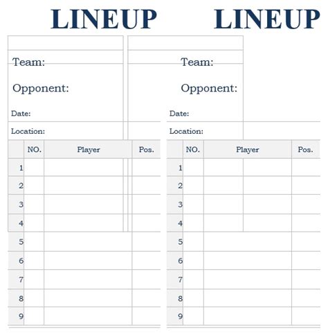 20 Printable Baseball Lineup Templates Excel Word Best Collections