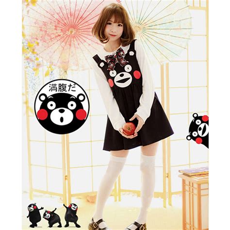 Hugguh Brand New Women Dress Cosplay Cartoon Kumamon Costume Japanese
