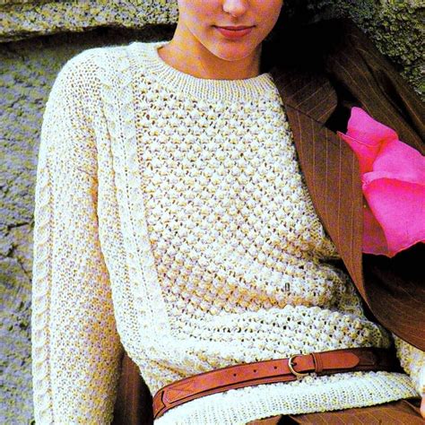 instant download pdf vintage knitting pattern aran sweater etsy