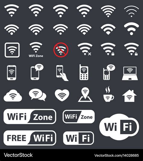 Wi Fi Icons Wireless Symbols Set For Internet Vector Image