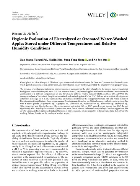 Pdf Hygienic Evaluation Of Electrolyzed Or Ozonated Water Washed