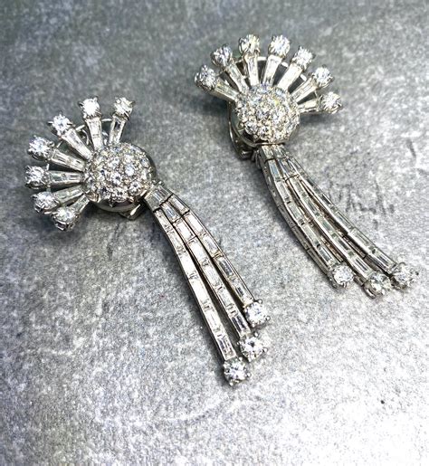 Art Deco Diamond Drop Earrings Chique To Antique Jewellery