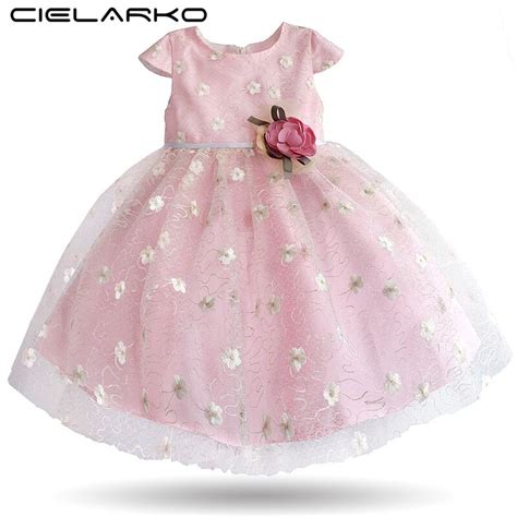 Cielarko Evening Girls Dress Pink For Kids Birthday Wedding Party