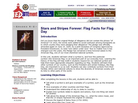 Stars And Stripes Forever Flag Facts For Flag Day Lesson Plan For