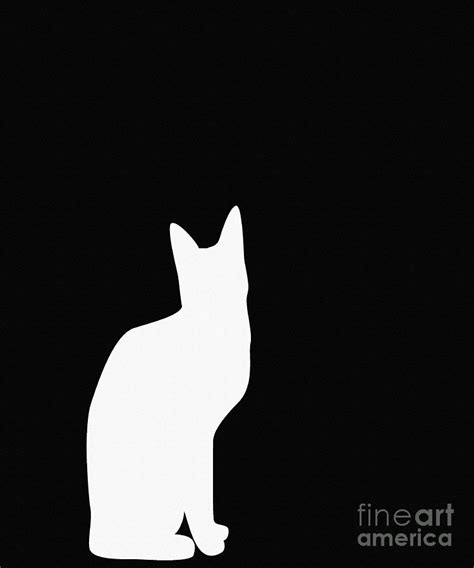 White Cat Silhouette On A Black Background Digital Art By Barbara Griffin