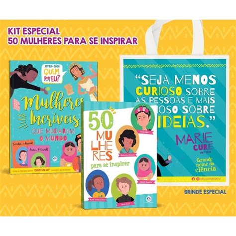 Kit Exclusivo Livro 50 Mulheres Para Se Inspirar Jogo Ecobag 1ª