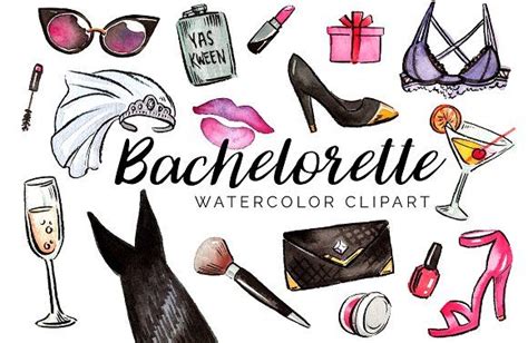 Watercolor Bachelorette Clipart Set Clip Art Bachelorette Graphic Illustration