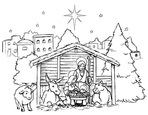 Pencil Of The Nativity Scene Coloring Pages