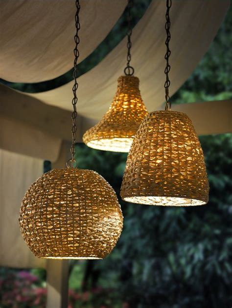 Light up your outdoor living areas with our completely waterproof outdoor wicker floor lamp that stands up to the elements. Durrant 1-Light Wicker Outdoor Pendant | Outdoor hanging ...