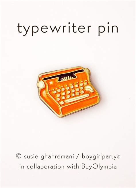 Typewriter Pin Red Typewriter Enamel Pin Brooch By Boygirlparty