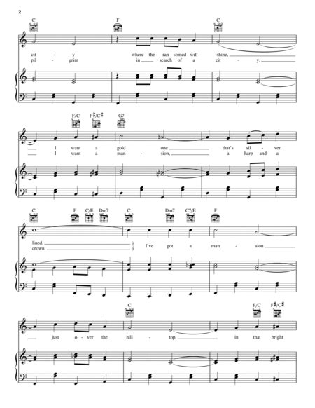 Mansion Over The Hilltop Piano Vocal Guitar Digital Sheet Music