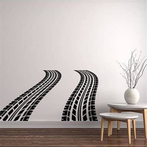 Tire Tracks Wall Vinyl Decal Dirt Road With Traces Stickers Etsy