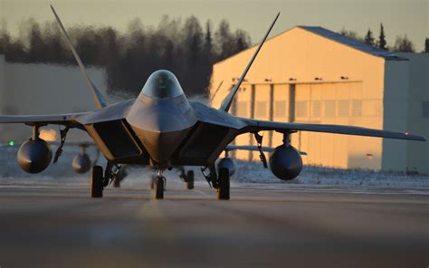 Wallpaper Sunset Vehicle Airplane Military Aircraft F 22 Raptor