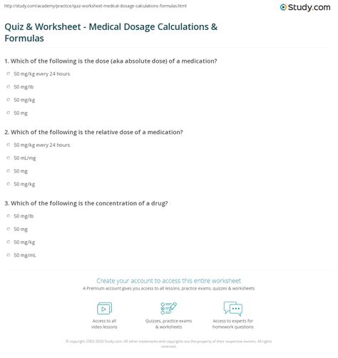 Practice Dosage Calculations Worksheet