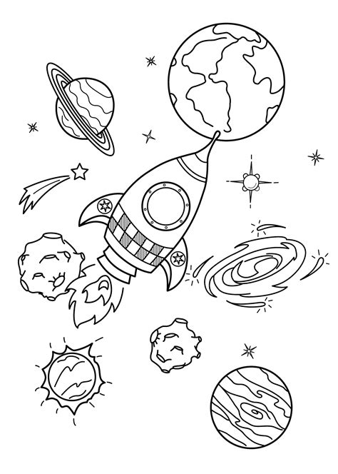 Spaceship And Planets Coloring Page Free Printable Coloring Pages For