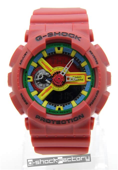 • dual time ( digital + analog ). G-Shock & Baby-G GA-110FC & BA-110FC Hyper Color Matte Red ...