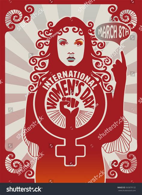 International Womens Day Poster Design Retro Royalty Free Stock