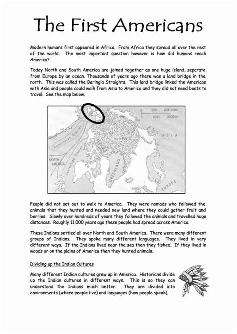 The First Americans Facts And Information Worksheet Year 89