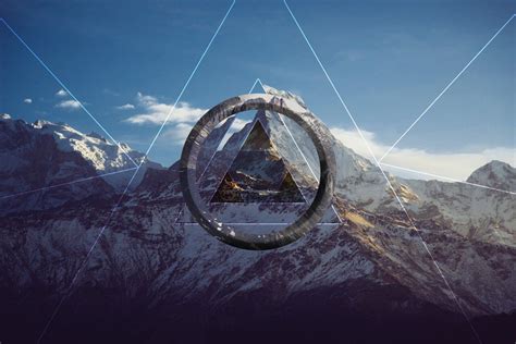 Polyscape Mountain Pass Digital Art Circle Triangle Mountains Sky