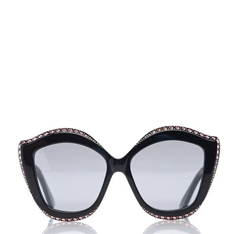 Gucci Crystal Cat Eye Gg0118s Sunglasses Black 564048