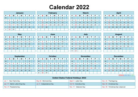 2022 blank and printable pdf calendar. 2022 Calendar with Holidays Printable Word, PDF