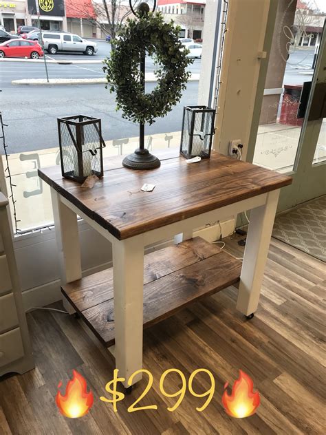 While there is another table in the kitchen and a full desk area, that island is the place where our family eats most meals, prepares food, makes christmas cookies. Rustic Farmhouse Style Kitchen Island | Rustic farmhouse ...