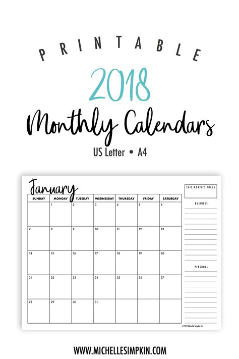 Free Printable 5 Day Monthly Calendar 2018 Template Calendar Design