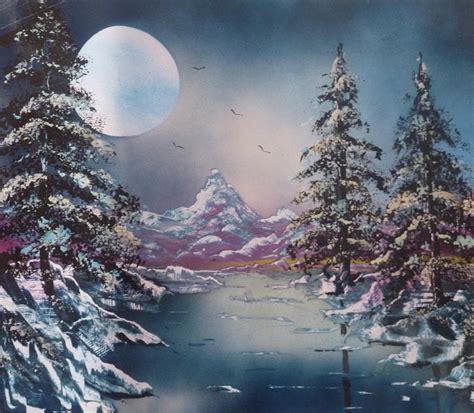 Full Moon Over Mountain Pine Lake Painting By Harry Lea